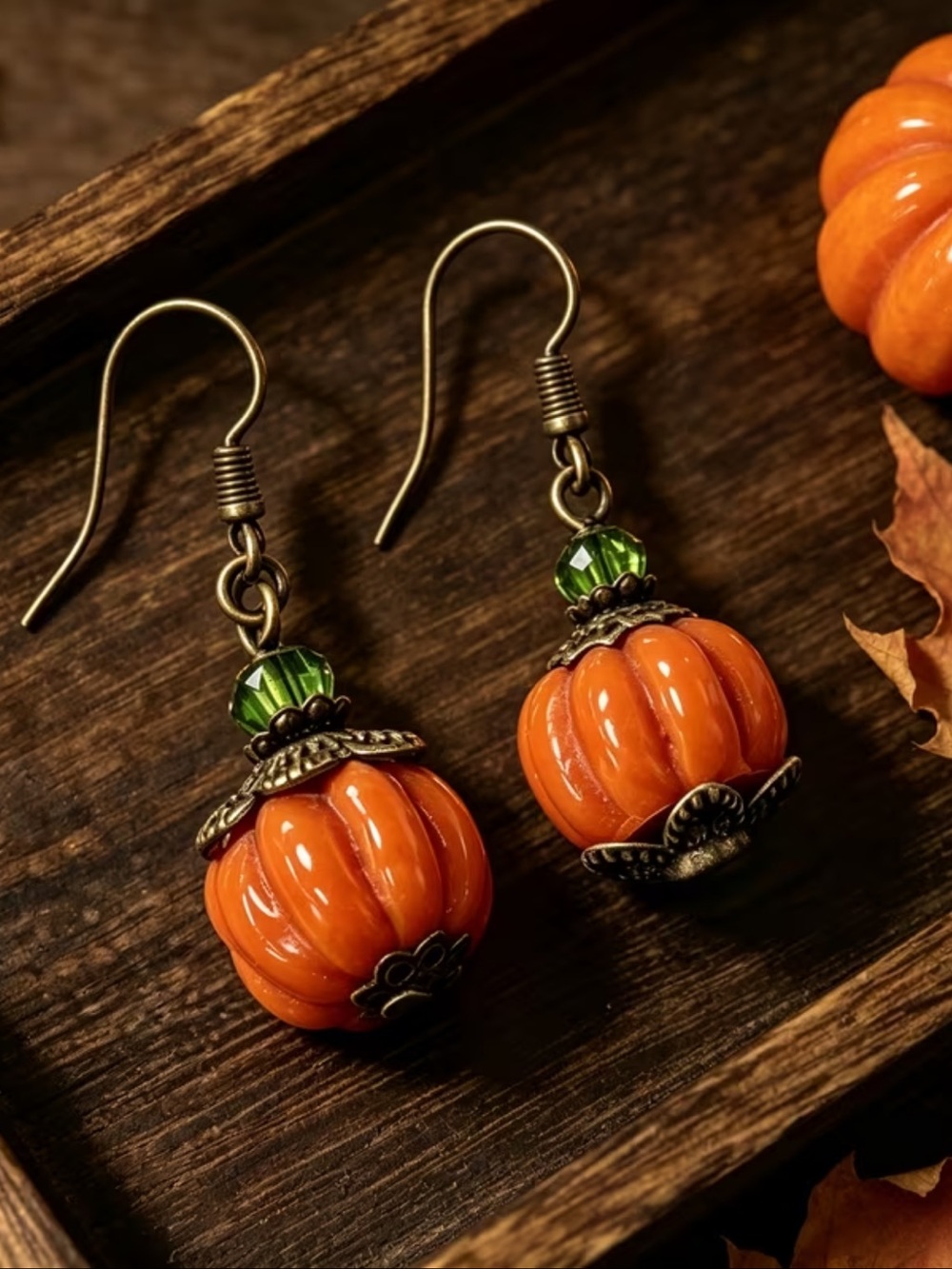 🎃 Unique Halloween Retro Pumpkin Dangle Earrings - Alloy Hook Design